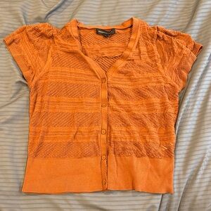 Banana Republic Orange Button-Down Knit Top